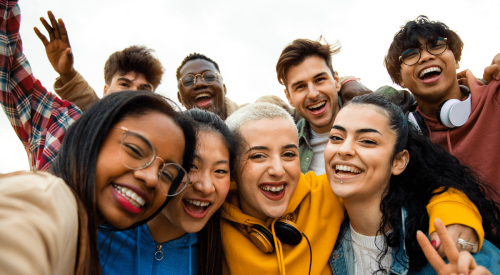 Group of happy Gen Z young adults