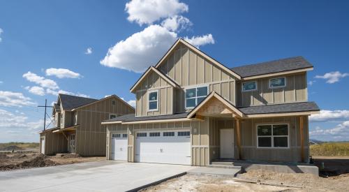 New home build construction in housing community