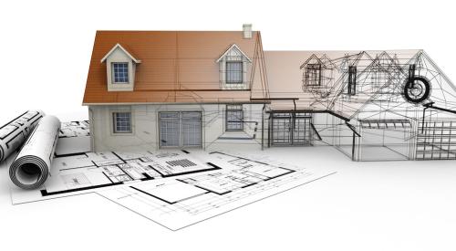 Home construction layout with image and plans