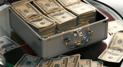 Suitcase of money for all-cash payment for a home