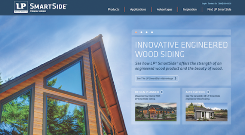 screen shot of the LP SmartSide Trim and Siding website