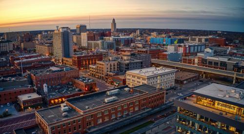 Aerial view of downtown Lincoln, NE