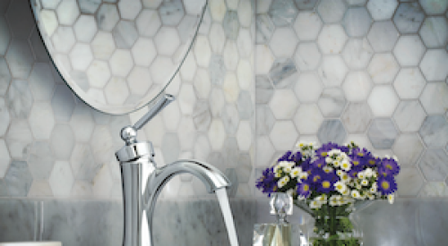 Moen's Wynford single-hole lavatory faucet, in chrome.