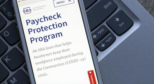 Paycheck Protection Program info displayed on smartphone