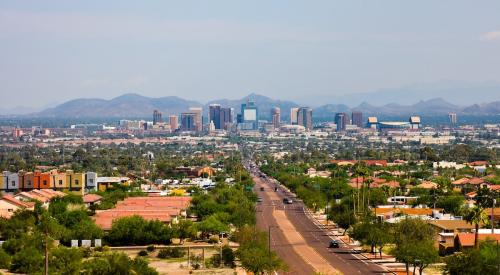Phoenix suburb with city in background