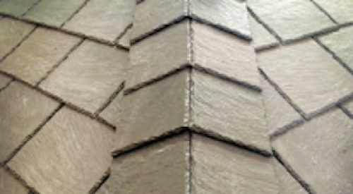 close-up photo of Ply Gem's Hinged Hip and Ridge Shingles that conform to any roof ridge.