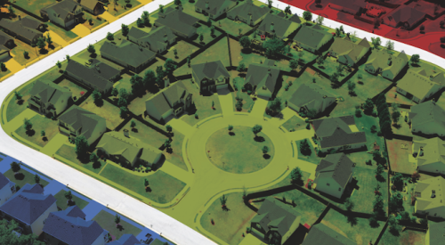aerial view of green space in a housing development