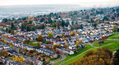 Seattle suburban sprawl residential homes aerial view