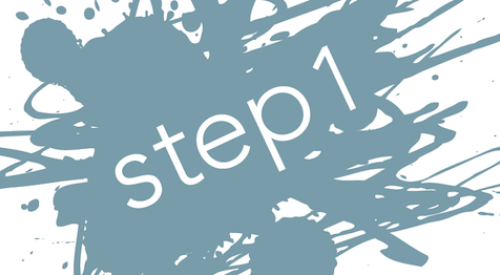 "step 1" ink splotch