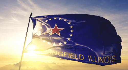 Springfield Illinois flag with sun shining 