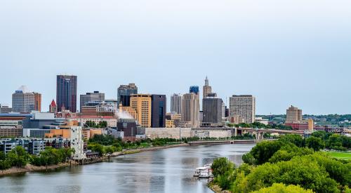 River view of St. Paul, Minnesota, where a new affordable housing development is underway