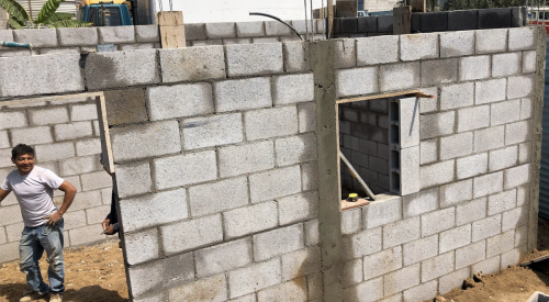 concrete block home under construction in Guatemala