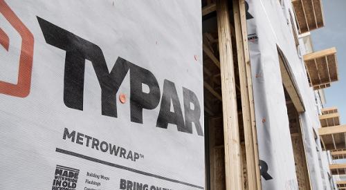 Typar housewrap installed on a home