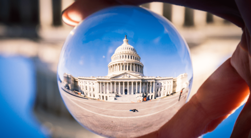 View of National Capitol through a glass ball