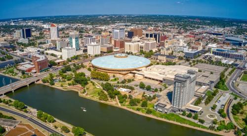 Aerial view of Wichita, KS downtown