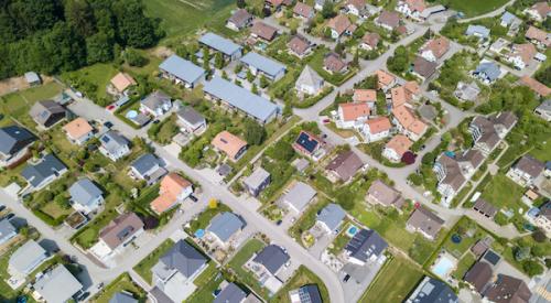 Aerial of neighborhood houses