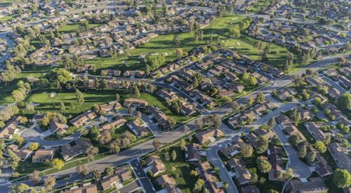 aerial of community home in California