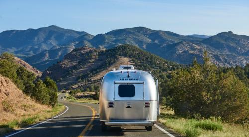 Airstream trailer on the road
