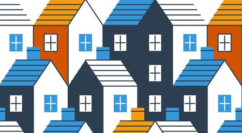Blue and orange apartments graphic