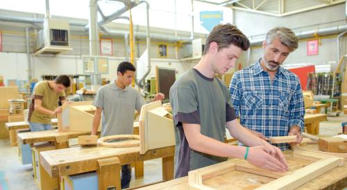 Students in construction apprenticeship class
