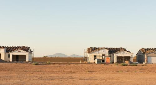 Homes under construction in Arizona desert