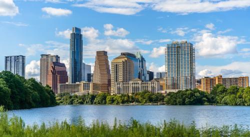 View of Austin, Texas, skyline across the water