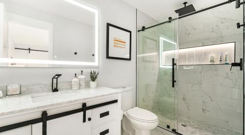 White and modern remodeled bathroom