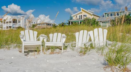 Beach vacation homes and beach chairs