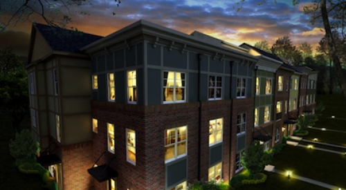 Building information modeling rendering example, night view