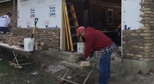 Installing a brick veneer wall 
