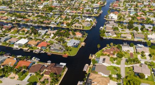 Aerial view of Cape Coral houses