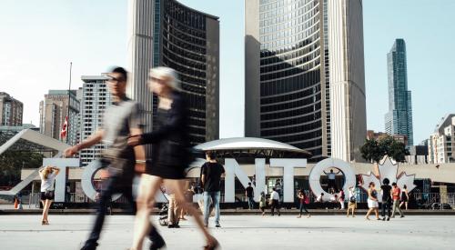 People walking through Toronto