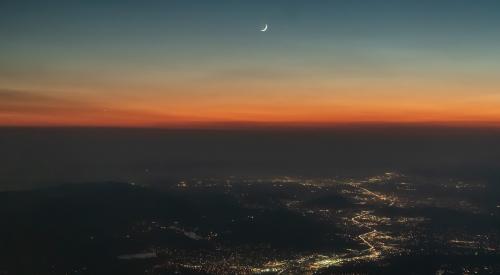 Aerial view of Los Angeles at night