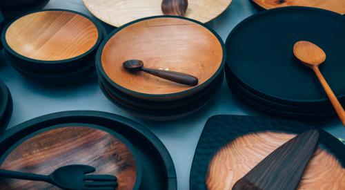 Wooden plates and utensils