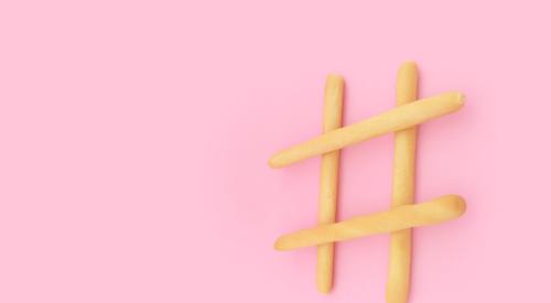 Social media hashtag made from bread sticks