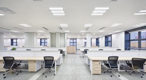 Interior of white, modern office building