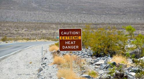 Sign in Death Valley warning of extreme heat