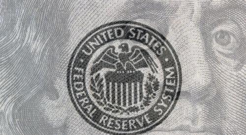 Federal Reserve stamp on money