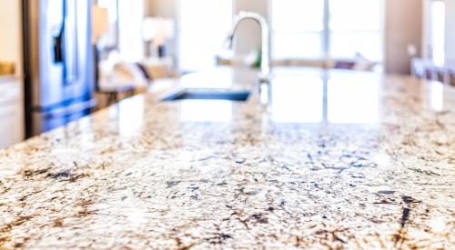 Speckled granite kitchen countertop