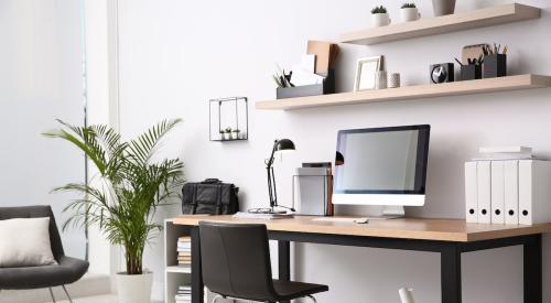 Desk in modern, white home office
