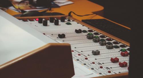 Sound board in recording studio