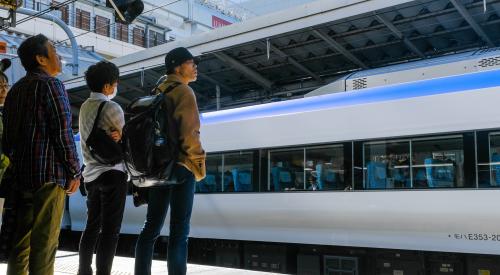 Japan bullet train station | Cities with high-speed rail lines offer greater economic power to homebuyers and renters, greater affordability for lower-wage workers