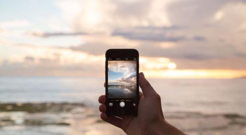 smart phone at beach