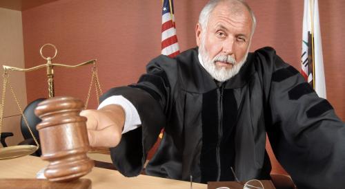U.S. courtroom judge with gavil