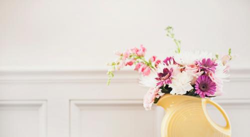 Vase of flowers inside a home