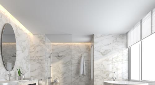 Luxury bathroom sporting large tile slabs is on trend