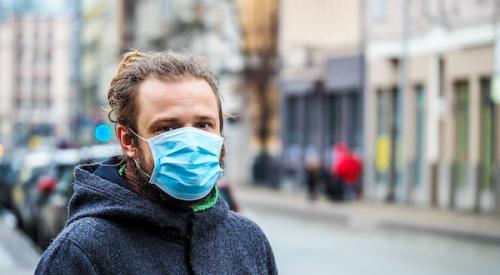 Man wearing mask to protect against coronavirus