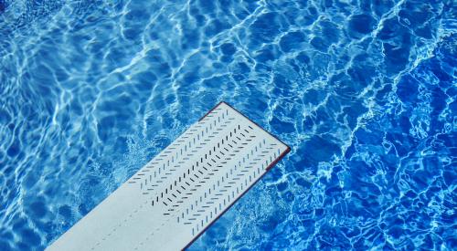 Diving board at a swimming pool