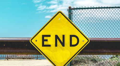 "End" sign on a road