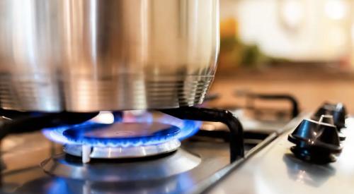 Natural gas flame on stove